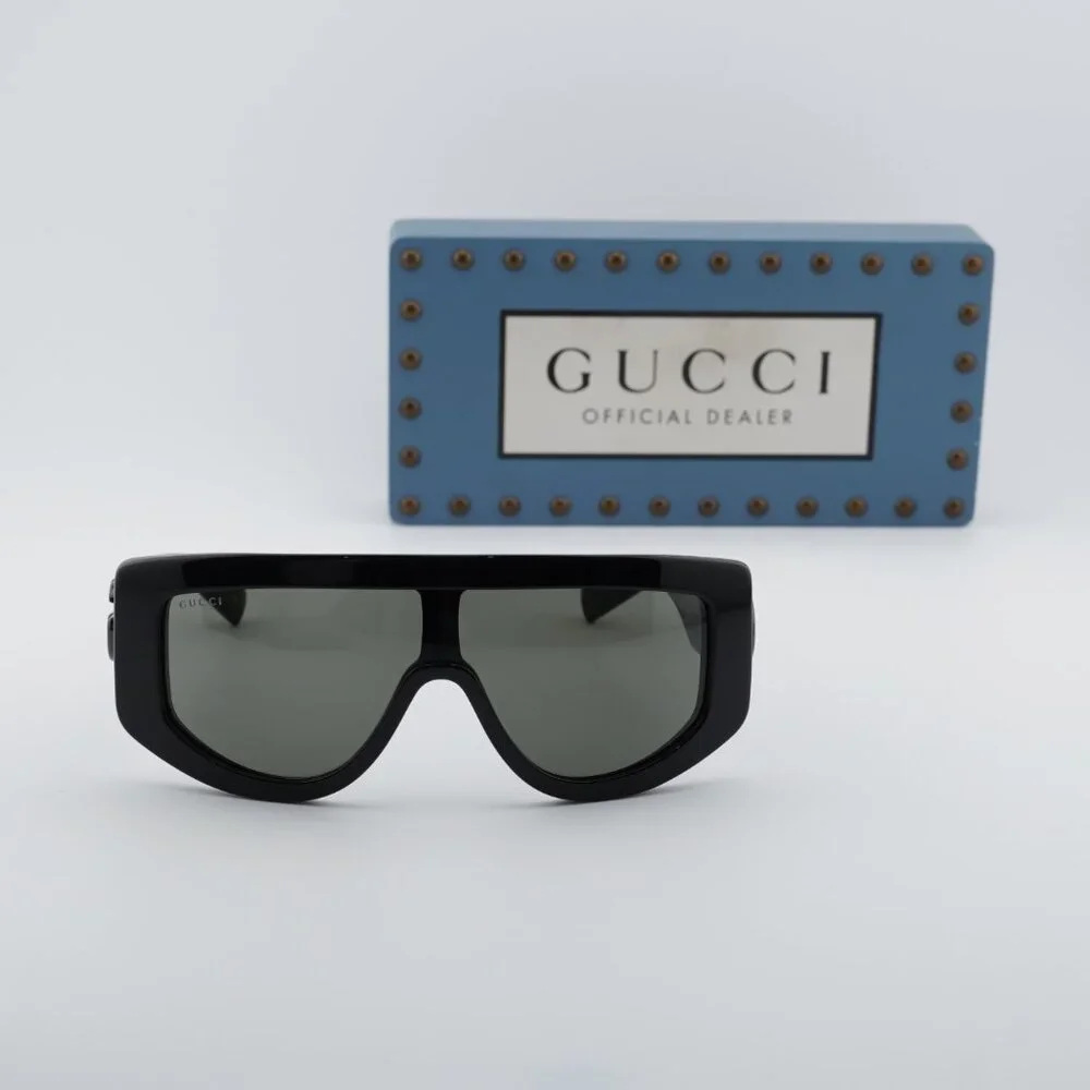 Gucci GG1950S 001 Shield Sunglasses - Shiny Black/Grey